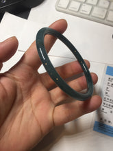 Load image into Gallery viewer, 60.5mm Certified Type A 100% Natural dark green/blue/gray Guatemala slim round cut Jadeite bangle PA97-2034
