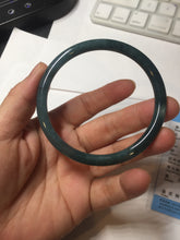 Load image into Gallery viewer, 60.5mm Certified Type A 100% Natural dark green/blue/gray Guatemala slim round cut Jadeite bangle PA97-2034
