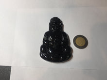 Load image into Gallery viewer, 100% Natural dark green/black jadeite jade(Mocui, 墨翠) GuanYin(观音) Pendant/handhold worry stone BL142
