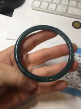 Load image into Gallery viewer, 60.5mm Certified Type A 100% Natural dark green/blue/gray Guatemala slim round cut Jadeite bangle PA97-2034
