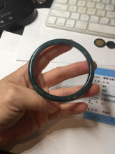 Load image into Gallery viewer, 60.5mm Certified Type A 100% Natural dark green/blue/gray Guatemala slim round cut Jadeite bangle PA97-2034
