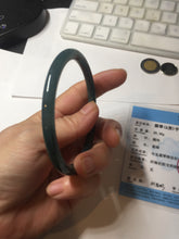 Load image into Gallery viewer, 60.5mm Certified Type A 100% Natural dark green/blue/gray Guatemala slim round cut Jadeite bangle PA97-2034
