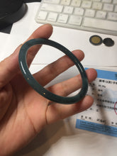 Load image into Gallery viewer, 60.5mm Certified Type A 100% Natural dark green/blue/gray Guatemala slim round cut Jadeite bangle PA97-2034
