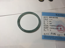 Load image into Gallery viewer, 56mm Certified Type A 100% Natural icy watery spring-water green/blue/gray Guatemala slim round cut Jadeite bangle PA98-5539
