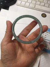 Load image into Gallery viewer, 56mm Certified Type A 100% Natural icy watery spring-water green/blue/gray Guatemala slim round cut Jadeite bangle PA98-5539
