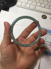 Load image into Gallery viewer, 56mm Certified Type A 100% Natural icy watery spring-water green/blue/gray Guatemala slim round cut Jadeite bangle PA98-5539
