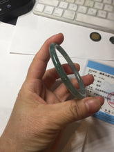 Load image into Gallery viewer, 56mm Certified Type A 100% Natural icy watery spring-water green/blue/gray Guatemala slim round cut Jadeite bangle PA98-5539
