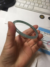 Load image into Gallery viewer, 56mm Certified Type A 100% Natural icy watery spring-water green/blue/gray Guatemala slim round cut Jadeite bangle PA98-5539
