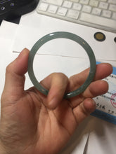 Load image into Gallery viewer, 56mm Certified Type A 100% Natural icy watery spring-water green/blue/gray Guatemala slim round cut Jadeite bangle PA98-5539
