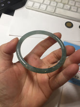 Load image into Gallery viewer, 56mm Certified Type A 100% Natural icy watery spring-water green/blue/gray Guatemala slim round cut Jadeite bangle PA98-5539
