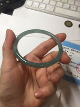 Load image into Gallery viewer, 56mm Certified Type A 100% Natural icy watery spring-water green/blue/gray Guatemala slim round cut Jadeite bangle PA98-5539
