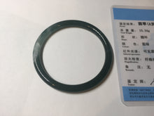 Load image into Gallery viewer, 53mm Certified Type A 100% Natural icy watery deep sea dark green/blue/gray/black slim round cut Guatemala Jadeite bangle D147-2447
