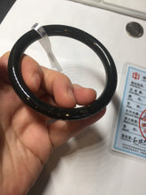 Load image into Gallery viewer, 59.3mm 100% Natural dark green/black meteorite Stellar Night sky slim round cut nephrite bangle HT115-8798
