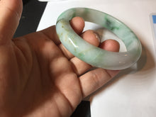 Load image into Gallery viewer, 55.8mm certified type A 100% Natural sunny green white white green flying flowers jadeite jade bangle AX129-5234
