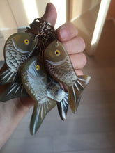 Load image into Gallery viewer, 52x23mm 100% Natural black brown yellow Buffalo Horn 3d carved fish Keychain, pendant, bag hanging group NJ3
