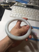 Load image into Gallery viewer, 74.5mm certified Type A 100% Natural light green white round cut plus size Jadeite Jade bangle BP171-1257
