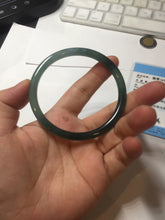Load image into Gallery viewer, 59.2mm Certified Type A 100% Natural icy watery spring-water green/blue/gray Guatemala slim round cut Jadeite bangle PA99-5535
