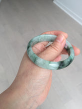 Load image into Gallery viewer, 53.9mm certified type A 100% Natural icy watery green/black Jadeite Jade bangle BM43-8562
