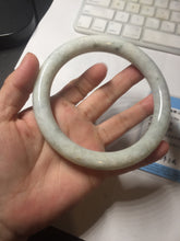 Load image into Gallery viewer, 75.2mm certified Type A 100% Natural light green white round cut plus size Jadeite Jade bangle BP172-1258
