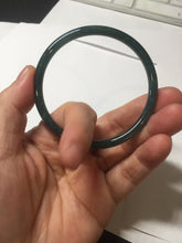Load image into Gallery viewer, 56.2mm Certified Type A 100% Natural icy watery dark green/blue/gray Guatemala slim round cut Jadeite bangle PD54-5521

