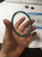 Load image into Gallery viewer, 57.4mm Certified Type A 100% Natural icy watery spring-water green/blue/gray Guatemala slim round cut Jadeite bangle PA101-5537
