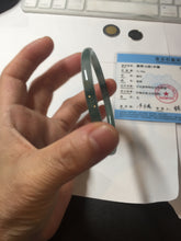 Load image into Gallery viewer, 57.4mm Certified Type A 100% Natural icy watery spring-water green/blue/gray Guatemala slim round cut Jadeite bangle PA101-5537
