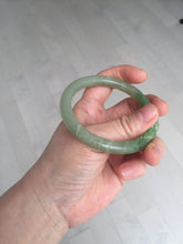 Load image into Gallery viewer, 54.3mm certificated 100% Natural green/gray 翠青 with carved peony slim nephrite Jade bangle HHE101-8780
