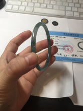 Load image into Gallery viewer, 57.4mm Certified Type A 100% Natural icy watery spring-water green/blue/gray Guatemala slim round cut Jadeite bangle PA101-5537
