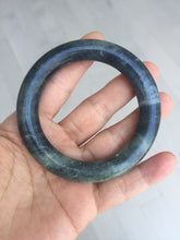 Load image into Gallery viewer, 53.4mm Certified 100% Natural black/gray sesame paste 芝麻糊 青花round cut nephrite Jade bangle HHE102-5546
