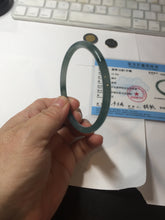 Load image into Gallery viewer, 57.4mm Certified Type A 100% Natural icy watery spring-water green/blue/gray Guatemala slim round cut Jadeite bangle PA101-5537
