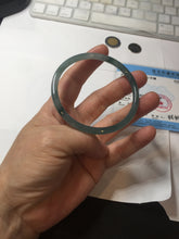 Load image into Gallery viewer, 57.4mm Certified Type A 100% Natural icy watery spring-water green/blue/gray Guatemala slim round cut Jadeite bangle PA101-5537
