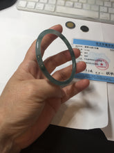 Load image into Gallery viewer, 57.4mm Certified Type A 100% Natural icy watery spring-water green/blue/gray Guatemala slim round cut Jadeite bangle PA101-5537
