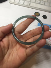 Load image into Gallery viewer, 57.4mm Certified Type A 100% Natural icy watery spring-water green/blue/gray Guatemala slim round cut Jadeite bangle PA101-5537
