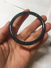 Load image into Gallery viewer, 52mm Certified Type A 100% Natural icy watery dark green/blue/gray Guatemala slim round cut Jadeite bangle PD55-5513
