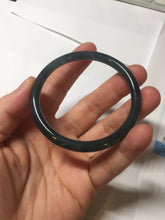 Load image into Gallery viewer, 52mm Certified Type A 100% Natural icy watery dark green/blue/gray Guatemala slim round cut Jadeite bangle PD55-5513
