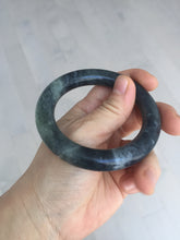 Load image into Gallery viewer, 53.4mm Certified 100% Natural black/gray sesame paste 芝麻糊 青花round cut nephrite Jade bangle HHE102-5546
