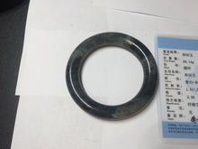 Load image into Gallery viewer, 53.4mm Certified 100% Natural black/gray sesame paste 芝麻糊 青花round cut nephrite Jade bangle HHE102-5546
