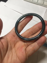 Load image into Gallery viewer, 52mm Certified Type A 100% Natural icy watery dark green/blue/gray Guatemala slim round cut Jadeite bangle PD55-5513

