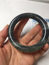 Load image into Gallery viewer, 53.4mm Certified 100% Natural black/gray sesame paste 芝麻糊 青花round cut nephrite Jade bangle HHE102-5546
