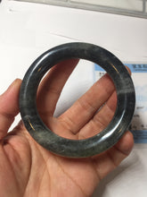 Load image into Gallery viewer, 53.4mm Certified 100% Natural black/gray sesame paste 芝麻糊 青花round cut nephrite Jade bangle HHE102-5546
