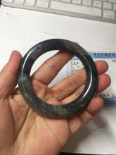 Load image into Gallery viewer, 53.4mm Certified 100% Natural black/gray sesame paste 芝麻糊 青花round cut nephrite Jade bangle HHE102-5546
