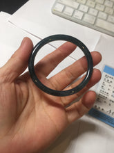 Load image into Gallery viewer, 52mm Certified Type A 100% Natural icy watery dark green/blue/gray Guatemala slim round cut Jadeite bangle PD55-5513
