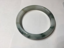 Load image into Gallery viewer, 53.6mm certified natural 100% natural Type A light green/white with green floating flowers jadeite jade bangle BP1-5003
