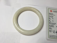 Load image into Gallery viewer, 58.5mm Certified 100% Natural white beige round cut nephrite Jade bangle HHE103-0942
