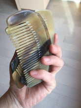 Load image into Gallery viewer, 10x5cm 100% Natural black brown yellow Buffalo Horn half moon Comb with flaws group NJ1
