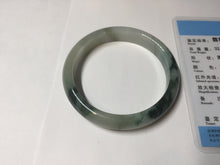 Load image into Gallery viewer, 53.6mm certified natural 100% natural Type A light green/white with green floating flowers jadeite jade bangle BP1-5003
