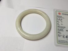 Load image into Gallery viewer, 58.5mm Certified 100% Natural white beige round cut nephrite Jade bangle HHE103-0942
