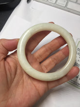 Load image into Gallery viewer, 58.5mm Certified 100% Natural white beige round cut nephrite Jade bangle HHE103-0942
