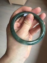 Load image into Gallery viewer, 57.2mm certified natural Type A oily dark green/black jadeite jade bangle BG77-0408
