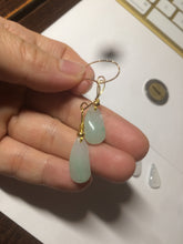 Load image into Gallery viewer, 100% natural super icy watery green/white/purple type A jadeite jade water drop earring group B202
